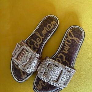 Sam Edelman Metallic Woven Slide Sandals